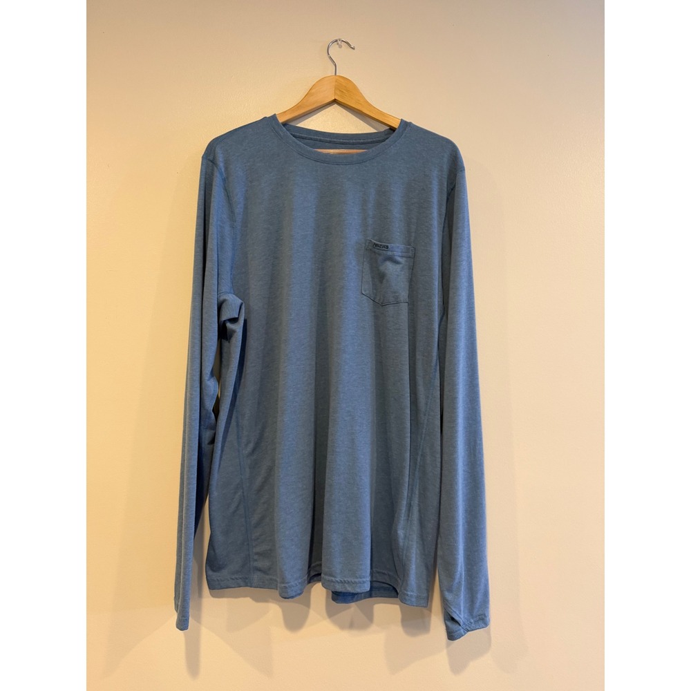 Poncho Outdoors Mens XL Blue Heather Long Sleeve Pocket Tee Performance Shirt - Picture 2 of 13
